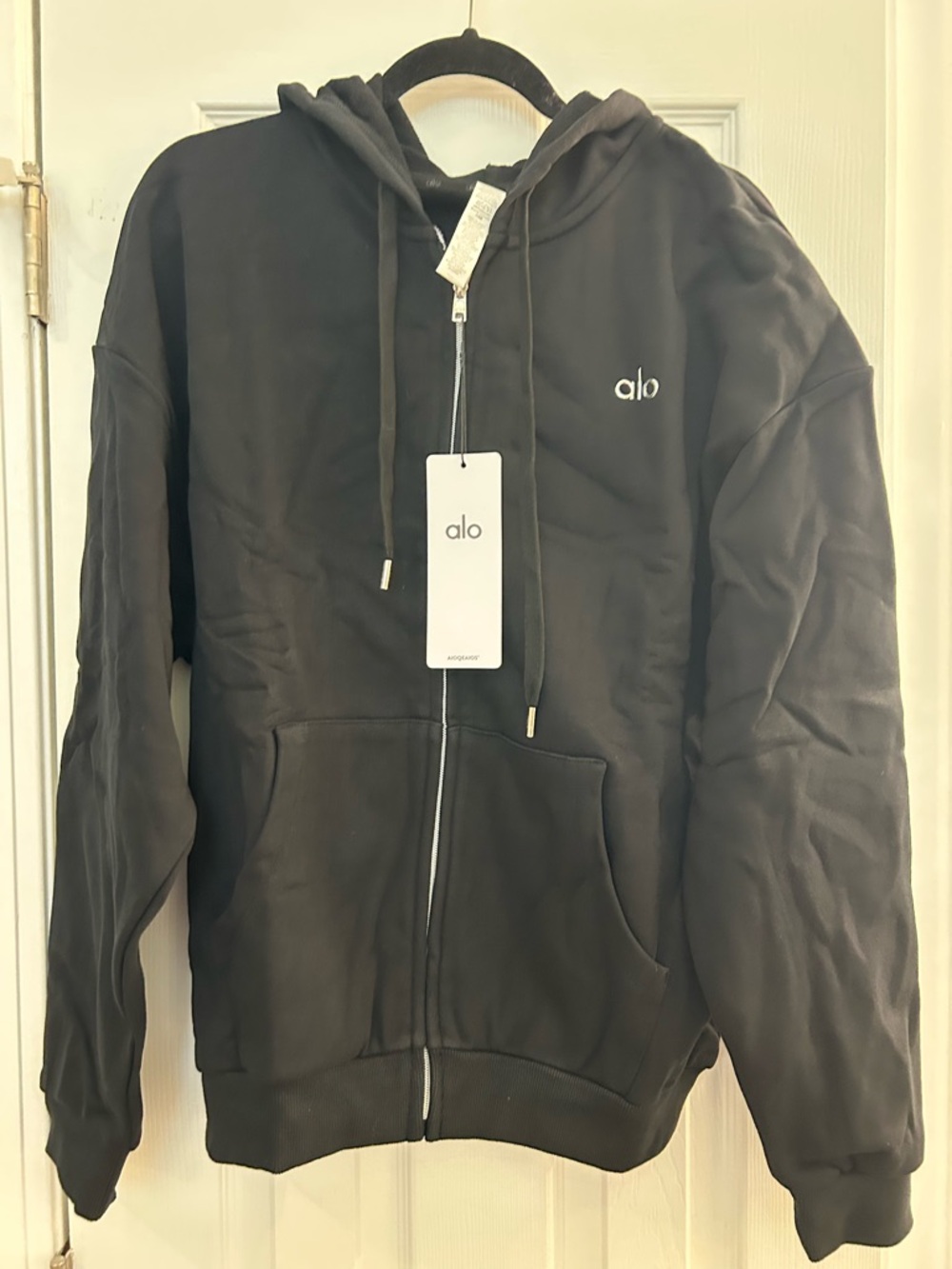 ALO Yoga Men's Black Full-Zip Hoodie Jacket